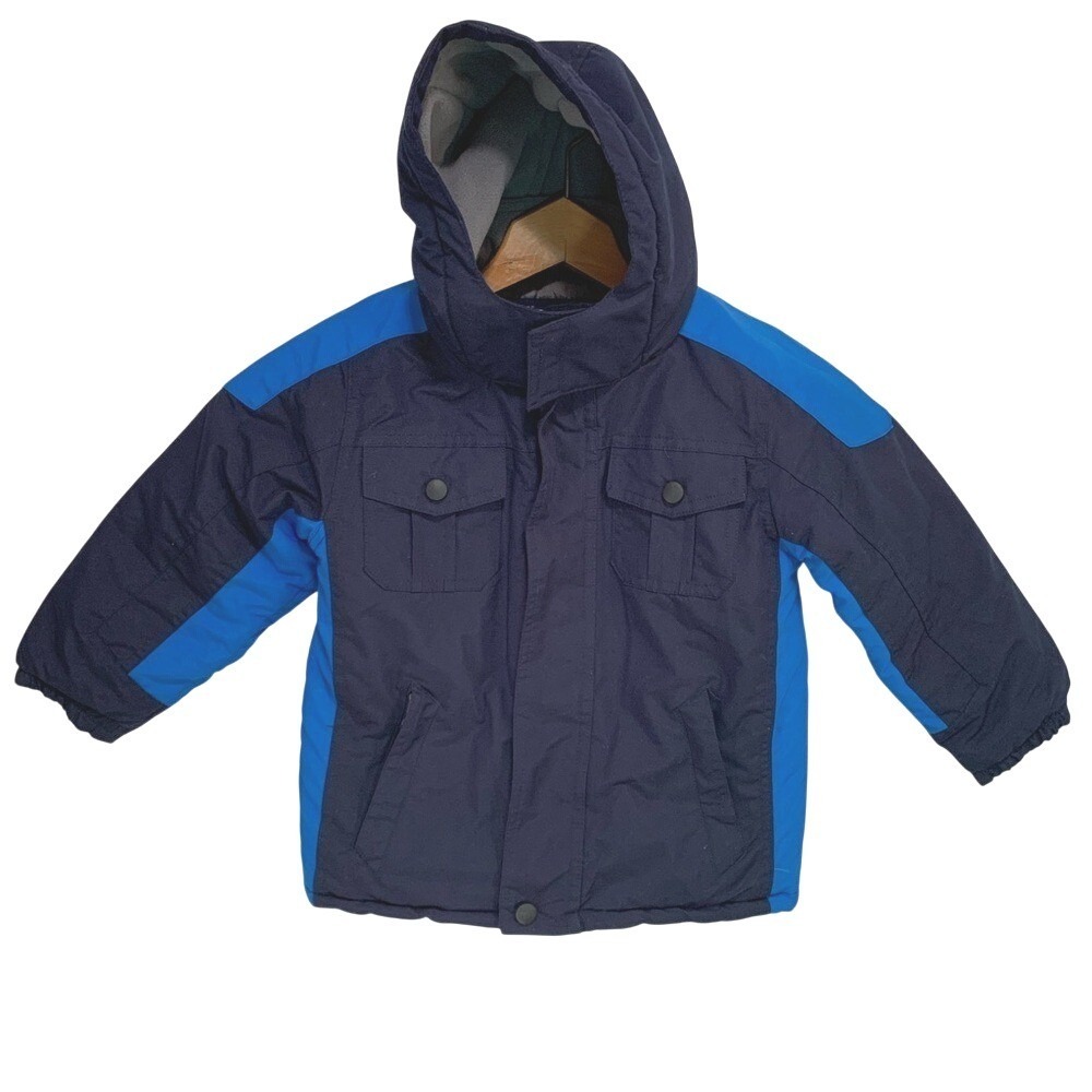 Wonderkids Winter Jacket 4T Navy Blue Colorblock Insulated Hooded Coat Gorpcore